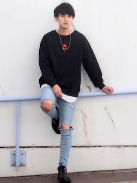 「ADRER（アドラー）のADRER バラシシュウビッグスウェット（スウェット）」を使った、Ryoooさん（メンズ・178cm）の秋コーディネート