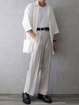 Ryoooさんの「【SERACE】Wide silhouette straight slacks / ワイドシルエットストレートスラックス」を使ったコーディネート