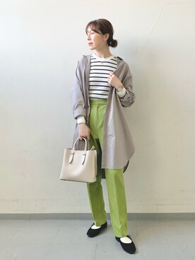 「ビッグシャツ」｜「アイテム（バレエシューズ）」を使った、hollyさん（レディース・160cm）の春コーディネート