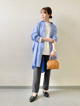 「ビッグシャツ」｜「アイテム（スリッポン）」を使った、hollyさん（レディース・160cm）の冬コーディネート