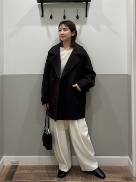 「apart by lowrys」｜「アイテム（ピーコート）」を使った、mihoさん（レディース・157cm）の秋コーディネート