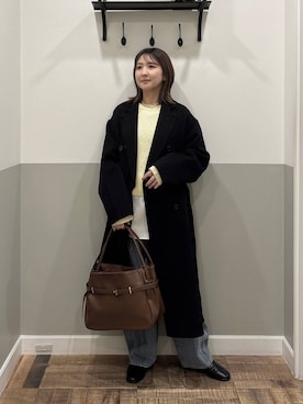 「リラックス」｜「アイテム（ステンカラーコート）」を使った、mihoさん（レディース・157cm）の冬コーディネート