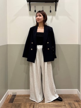 「A part by（アパートバイ）のＷライクテーラードスリットジャケット（テーラードジャケット）」を使った、mihoさん（レディース・157cm）の秋コーディネート