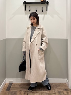 「リラックス」｜「アイテム（ステンカラーコート）」を使った、mihoさん（レディース・157cm）の秋コーディネート