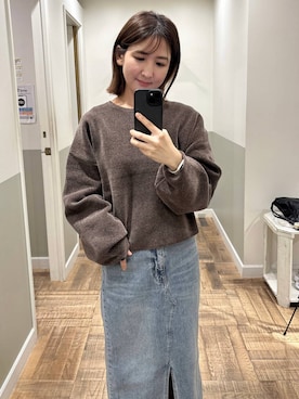 「A part by（アパートバイ）のアイテム（デニムスカート）」を使った、mihoさん（レディース・157cm）の秋コーディネート