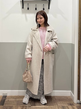 「リラックス」｜「アイテム（ステンカラーコート）」を使った、mihoさん（レディース・157cm）の冬コーディネート