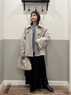 「リラックス」｜「アイテム（ステンカラーコート）」を使った、mihoさん（レディース・157cm）の秋コーディネート