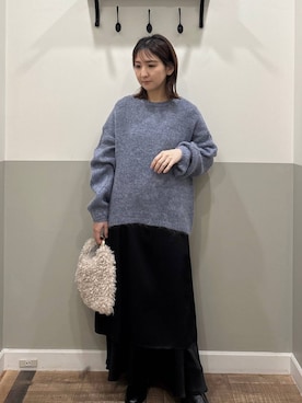 「A part by（アパートバイ）のサテンティアードキャミワンピース（ワンピース）」を使った、mihoさん（レディース・157cm）の秋コーディネート