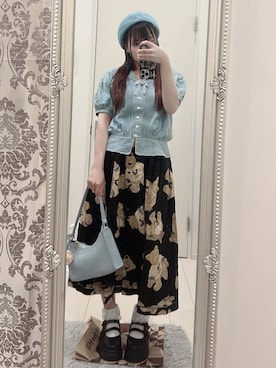 「アイテム（ハンチング/ベレー帽）」を使った、⑅ 𝔪 𝔞 𝔯 𝔦 ⑅さん（レディース・155cm）の夏コーディネート