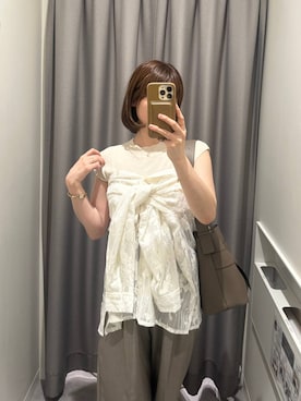 「アイテム（スラックス）」を使った、エリンギさん（レディース・153cm・30代）の夏コーディネート