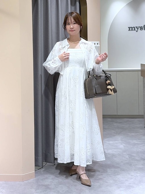 手洗い可能/大人な透け感/セットアイテム レースキャミワンピシャツSET