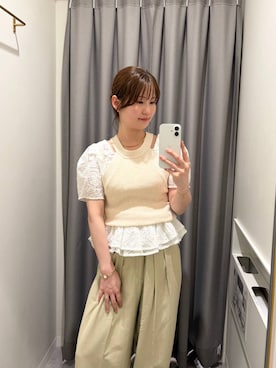 「mysty woman（ミスティウーマン）の【LE VERNIS】ハンドルトート（トートバッグ、ブラウン系）」を使った、エリンギさん（レディース・153cm）の春コーディネート