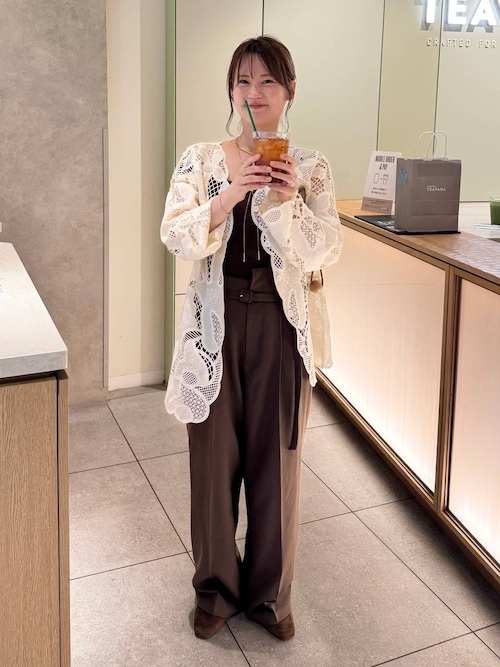 パッチワークレースシャツカーディガン 581471