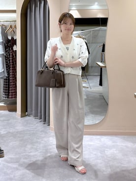 「mysty woman（ミスティウーマン）のアイテム（ニット/セーター）」を使った、エリンギさん（レディース・153cm）の夏コーディネート