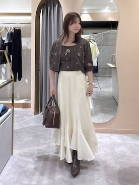 「mysty woman（ミスティウーマン）のアイテム（バッグ）」を使った、エリンギさん（レディース・153cm）の秋コーディネート