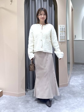 「アイテム（スカート、ベージュ系）」を使った、エリンギさん（レディース・153cm）の秋コーディネート