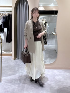 「mysty woman（ミスティウーマン）のアイテム（Tシャツ/カットソー）」を使った、エリンギさん（レディース・153cm）の秋コーディネート