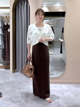 「mysty woman（ミスティウーマン）のアイテム（ニット/セーター）」を使った、エリンギさん（レディース・153cm）の夏コーディネート