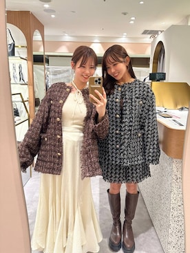 「アイテム（ノーカラージャケット）」を使った、エリンギさん（レディース・153cm）の秋コーディネート
