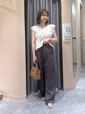 「アイテム（スラックス）」を使った、エリンギさん（レディース・153cm・30代）の夏コーディネート