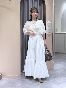 「mysty woman（ミスティウーマン）の【story. 】スイッチハンドルボストン 572846（ハンドバッグ、ブラウン系）」を使った、エリンギさん（レディース・153cm）の春コーディネート