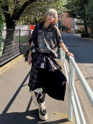 「PAGEBOY(ページボーイ)のオンブレチェックシャツ/チェックシャツ【2WAY仕様/シワになりにくい】(シャツ/ブラウス)」を使った、Hinechiさん(レディース・160cm)の秋コーディネート