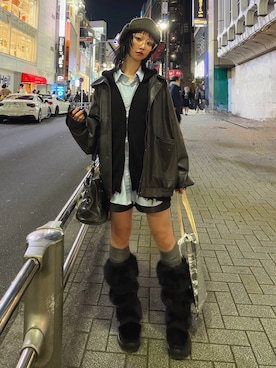 「アイテム（レッグウェア）」を使った、Hinechiさん（レディース・158cm）の秋コーディネート