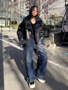 「アイテム（トップス）」を使った、Hinechiさん（レディース・160cm）の冬コーディネート