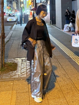 「Anui（アニュイ）のアイテム（ジャケット/アウター）」を使った、Hinechiさん（レディース・158cm）の春コーディネート