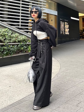 「アイテム（パーカー）」を使った、Hinechiさん（レディース・158cm）の夏コーディネート