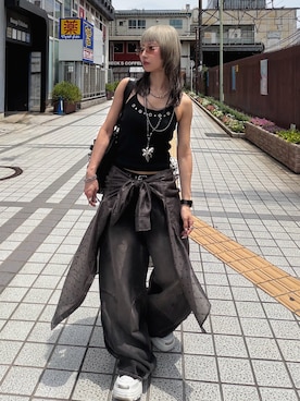 「アイテム（シューズ）」を使った、Hinechiさん（レディース・160cm）の夏コーディネート