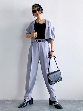 「PAGEBOY（ページボーイ）のチェーンスタッズショルダー（ショルダーバッグ）」を使った、Hinechiさん（レディース・158cm）の夏コーディネート