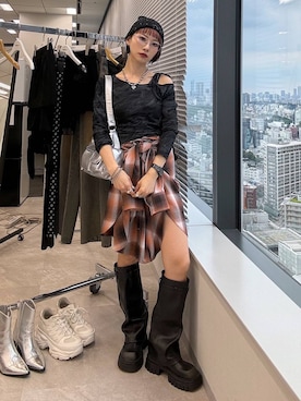 「FOREVER 21（フォーエバー トゥエンティーワン）のアイテム（シューズ）」を使った、Hinechiさん（レディース・160cm）の夏コーディネート