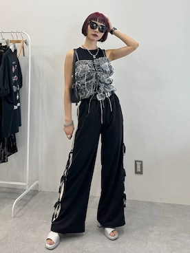 「アイテム（タンクトップ）」を使った、Hinechiさん（レディース・158cm）の夏コーディネート