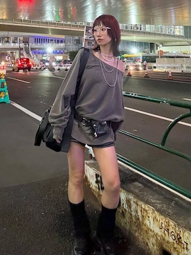 「アイテム（レッグウォーマー）」を使った、Hinechiさん（レディース・160cm）の秋コーディネート
