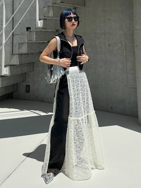 「PAGEBOY（ページボーイ）のアイテム（その他アウター）」を使った、Hinechiさん（レディース・158cm）の春コーディネート