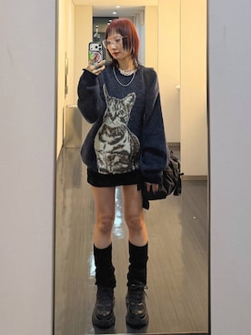 「アイテム（レッグウォーマー）」を使った、Hinechiさん（レディース・160cm）の秋コーディネート