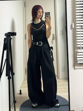 「アイテム（ベルト）」を使った、Hinechiさん（レディース・160cm）の夏コーディネート