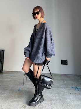 「アイテム（キャミソール、ブラック系）」を使った、Hinechiさん（レディース・158cm）の秋コーディネート