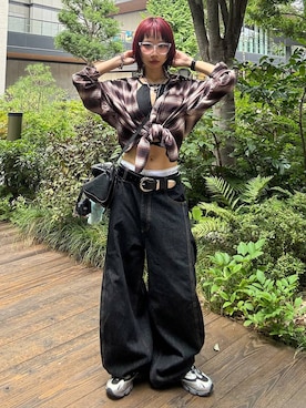 「アイテム（ベルト）」を使った、Hinechiさん（レディース・160cm）の夏コーディネート