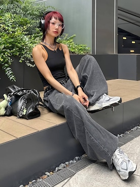 「アイテム（ボストンバッグ）」を使った、Hinechiさん（レディース・160cm）の夏コーディネート