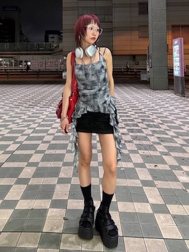 「アイテム（キャミソール）」を使った、Hinechiさん（レディース・160cm）の夏コーディネート