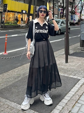 「JEANASIS（ジーナシス）のランダムアウトソールスニーカー/968688（スニーカー）」を使った、Hinechiさん（レディース・158cm）の春コーディネート