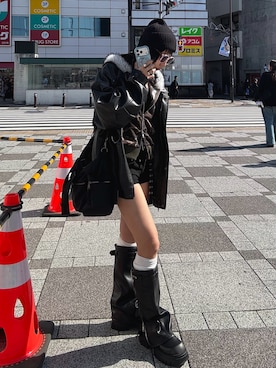 「アイテム（パーカー）」を使った、Hinechiさん（レディース・158cm）の秋コーディネート