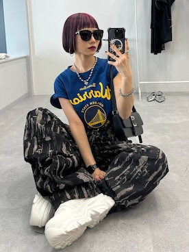 「NBA（エヌビーエー）のアイテム」を使った、Hinechiさん（レディース・158cm）の夏コーディネート