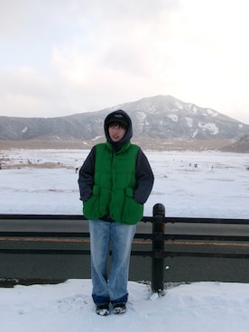 「ENOF（イナフ）のアイテム」を使った、ハセヲさん（レディース・160cm）の冬コーディネート