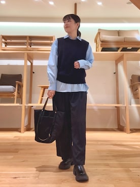 「秋のシャツ着こなし術」｜ｶﾅｺさん（レディース・162cm）の秋コーディネート