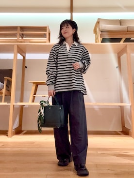 「アイテム（バンダナ/スカーフ）」を使った、ｶﾅｺさん（レディース・162cm）の秋コーディネート