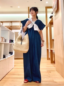 「URBAN RESEARCH（アーバンリサーチ）のスクエアネックタンクトップ（タンクトップ、ホワイト系）」を使った、ｶﾅｺさん（レディース・162cm）の春コーディネート