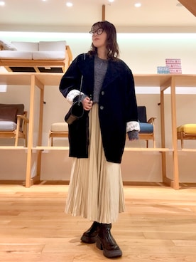 「アイテム（その他アウター、ブラック系）」を使った、ｶﾅｺさん（レディース・162cm）の冬コーディネート